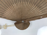 Chinese Carved Sandalwood Folding Fan Sensu Vtg Floral Pattern White Tassel 5D22