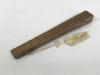 Chinese Carved Sandalwood Folding Fan Sensu Vtg Floral Pattern White Tassel 5D22