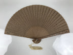 Chinese Carved Sandalwood Folding Fan Sensu Vtg Floral Pattern White Tassel 5D22