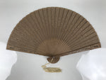 Chinese Carved Sandalwood Folding Fan Sensu Vtg Floral Pattern White Tassel 5D22