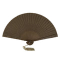 Chinese Carved Sandalwood Folding Fan Sensu Vtg Floral Pattern White Tassel 5D22