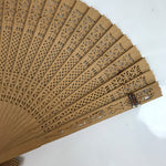 Chinese Carved Sandalwood Folding Fan Sensu Vtg Geometric Cut Pink Tassel 4D866