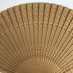 Chinese Carved Sandalwood Folding Fan Sensu Vtg Geometric Cut Pink Tassel 4D866