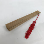 Chinese Carved Sandalwood Folding Fan Sensu Vtg Plum Bamboo Red Tassel 4D848