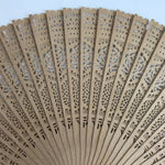 Chinese Carved Sandalwood Folding Fan Sensu Vtg Round Floral Cutouts Brown 4D807