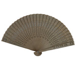 Chinese Carved Sandalwood Folding Fan Sensu Vtg Round Floral Cutouts Brown 4D807