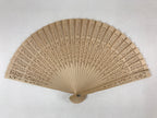 Chinese Carved Sandalwood Folding Fan Vtg Floral Geometric Boxed 4D716
