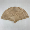 Chinese Carved Sandalwood Folding Fan Vtg Floral Geometric Boxed 4D716