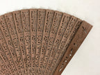 Chinese Carved Sandalwood Folding Fan Vtg Floral Green Tassel W/ Box 4D713