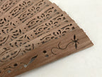 Chinese Carved Sandalwood Folding Fan Vtg Floral Green Tassel W/ Box 4D713