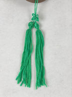 Chinese Carved Sandalwood Folding Fan Vtg Floral Green Tassel W/ Box 4D713