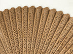 Chinese Carved Sandalwood Folding Fan Vtg Round Cuts Floral Boxed 4D717