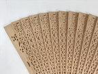 Chinese Carved Santal Wood Folding Fan Vtg Round Geometric Pink Tassel 4D715