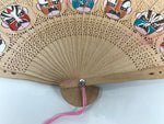 Chinese Folding Fan Sensu Vtg Beijing Opera Color Masks Sandalwood Boxed 4D924