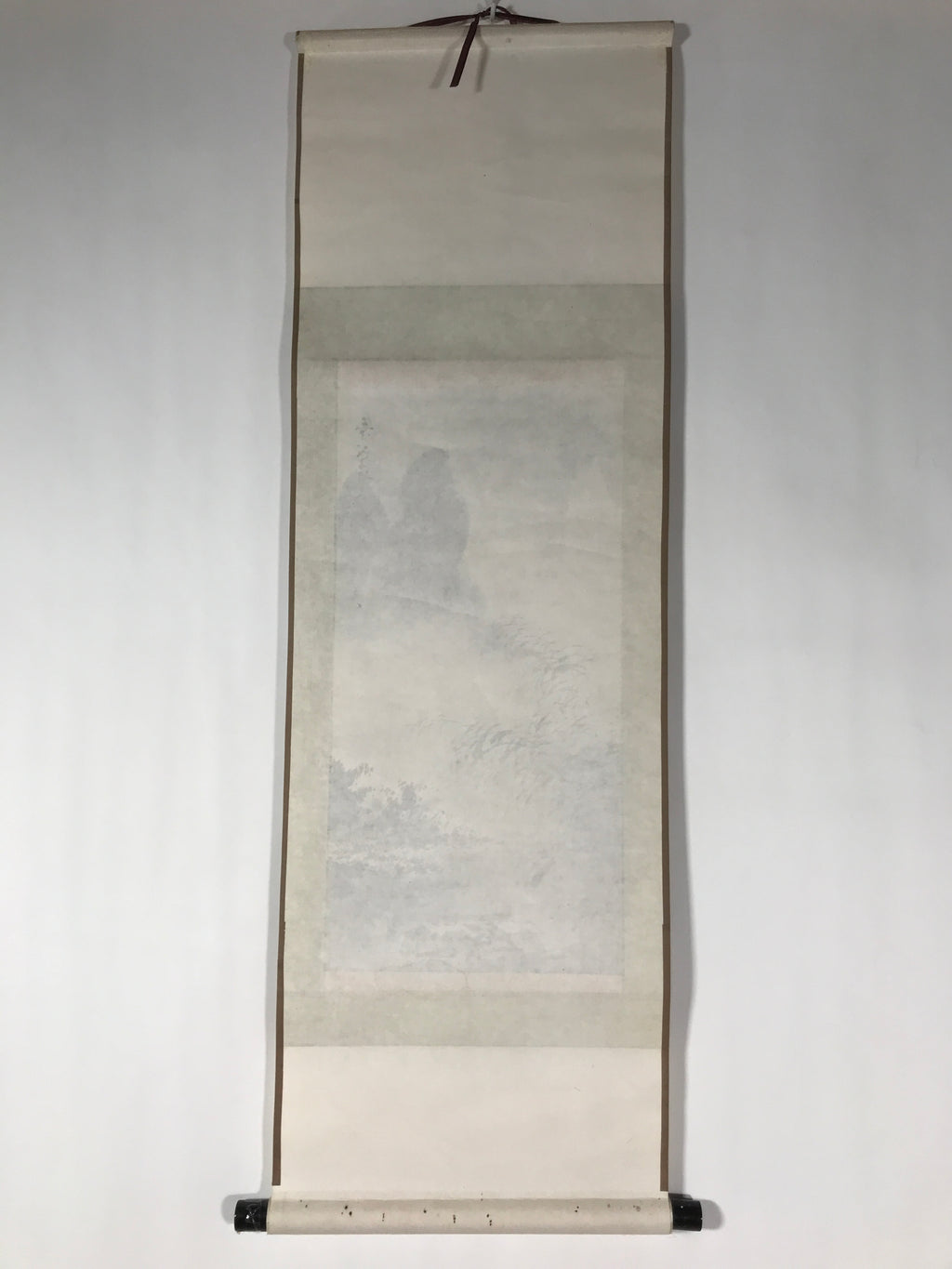 Chinese Hanging Scroll Vtg Kakejiku Winter Boat Landscape Ink Black White KJ69