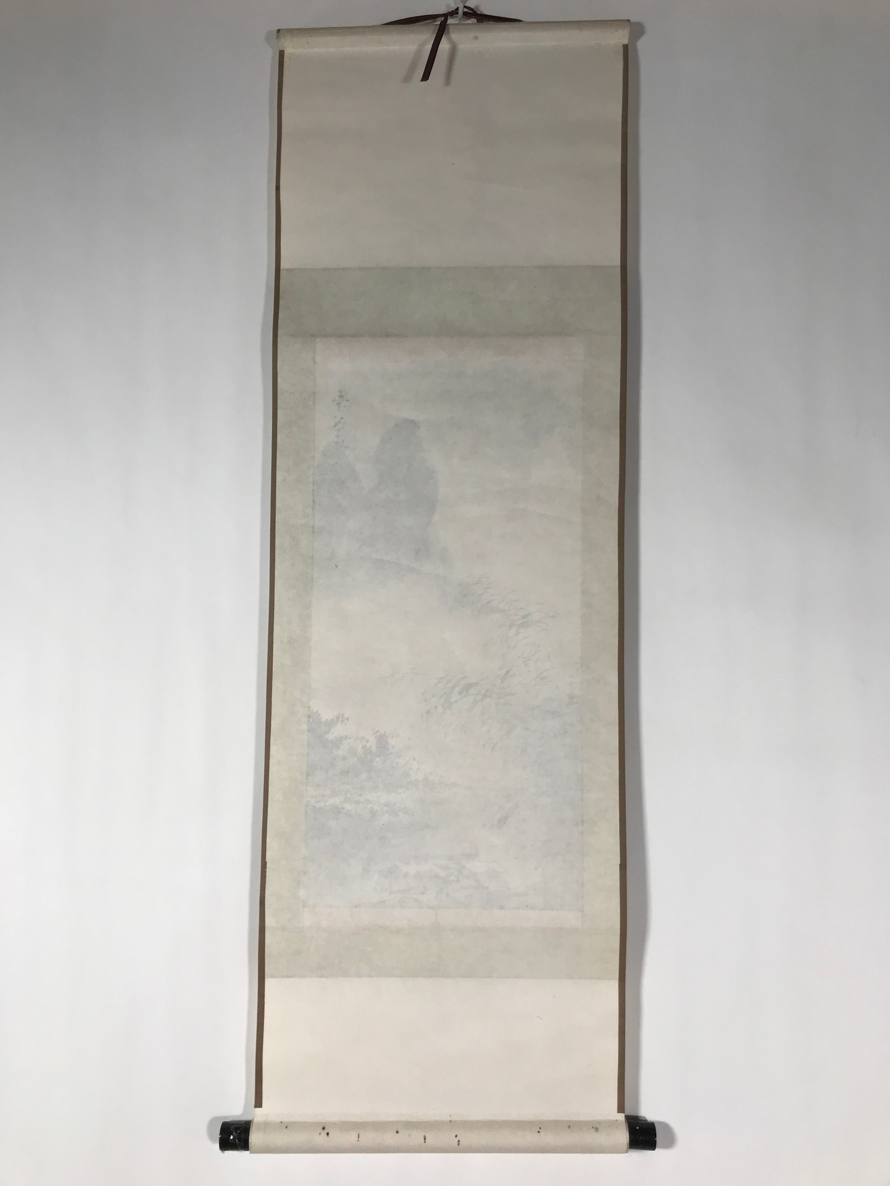 Chinese Hanging Scroll Vtg Kakejiku Winter Boat Landscape Ink Black White KJ69