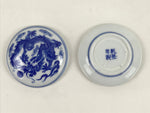 Chinese Hanko Ink Pad Case Vtg Porcelain Sometsuke Blue White Red Paste Box SZ62