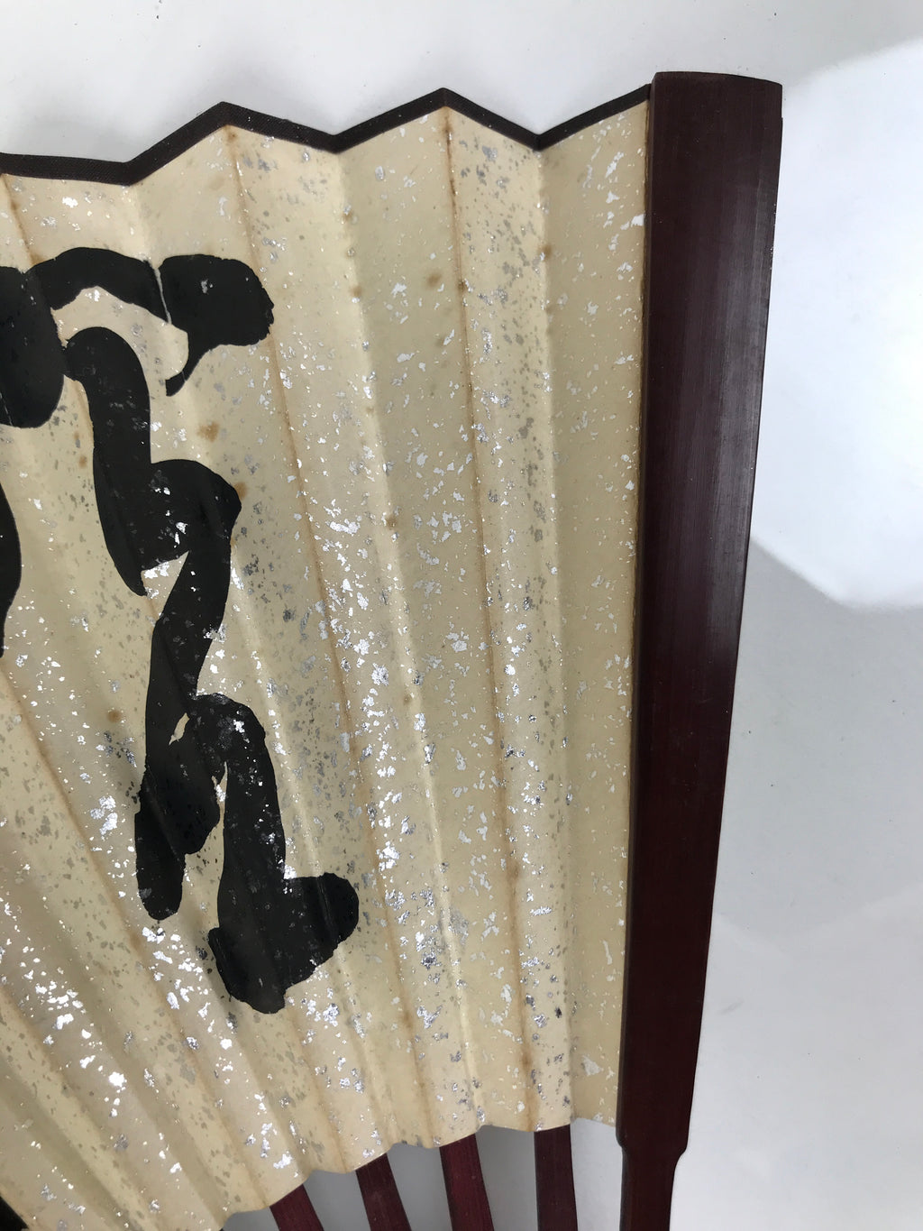 Chinese Paper Folding Fan Sensu Vtg Bamboo Lacquer Frame Bird Calligraphy 4D938