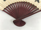 Chinese Paper Folding Fan Sensu Vtg Bamboo Lacquer Frame Bird Calligraphy 4D938