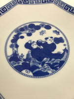 Chinese Porcelain Octagonal Plate Vtg Blue White Tang Children Butterfly PY791