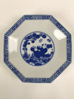 Chinese Porcelain Octagonal Plate Vtg Blue White Tang Children Butterfly PY791