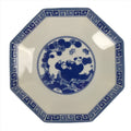 Chinese Porcelain Octagonal Plate Vtg Blue White Tang Children Butterfly PY792