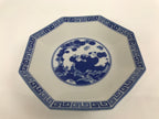 Chinese Porcelain Octagonal Plate Vtg Blue White Tang Children Butterfly PY794