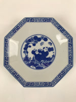 Chinese Porcelain Octagonal Plate Vtg Blue White Tang Children Butterfly PY795