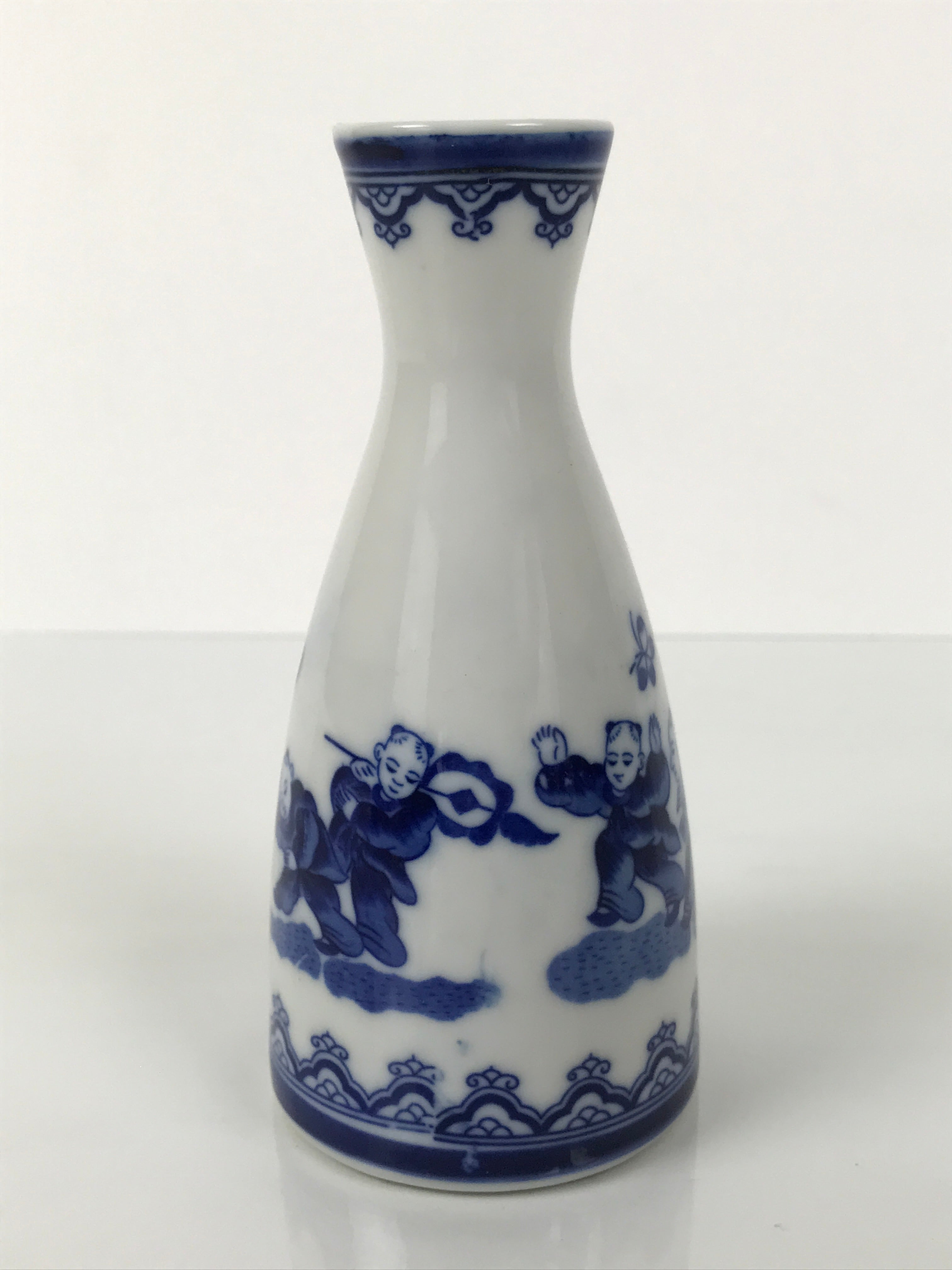 Chinese Porcelain Sake Bottle Tokkuri Vtg Karako Tang Children Blue White TS838