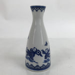 Chinese Porcelain Sake Bottle Tokkuri Vtg Tang Children Playing Blue White TS712