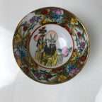 Chinese Porcelain Sake Cup Vtg Ochoko Flower God Peach Gold Colorful Gold G277