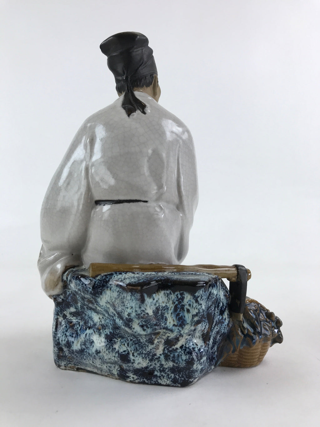 Chinese Porcelain Seated Scholar Mudman 1950's Figurine Statue Book Robe BD919
