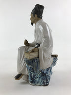 Chinese Porcelain Seated Scholar Mudman 1950's Figurine Statue Book Robe BD919