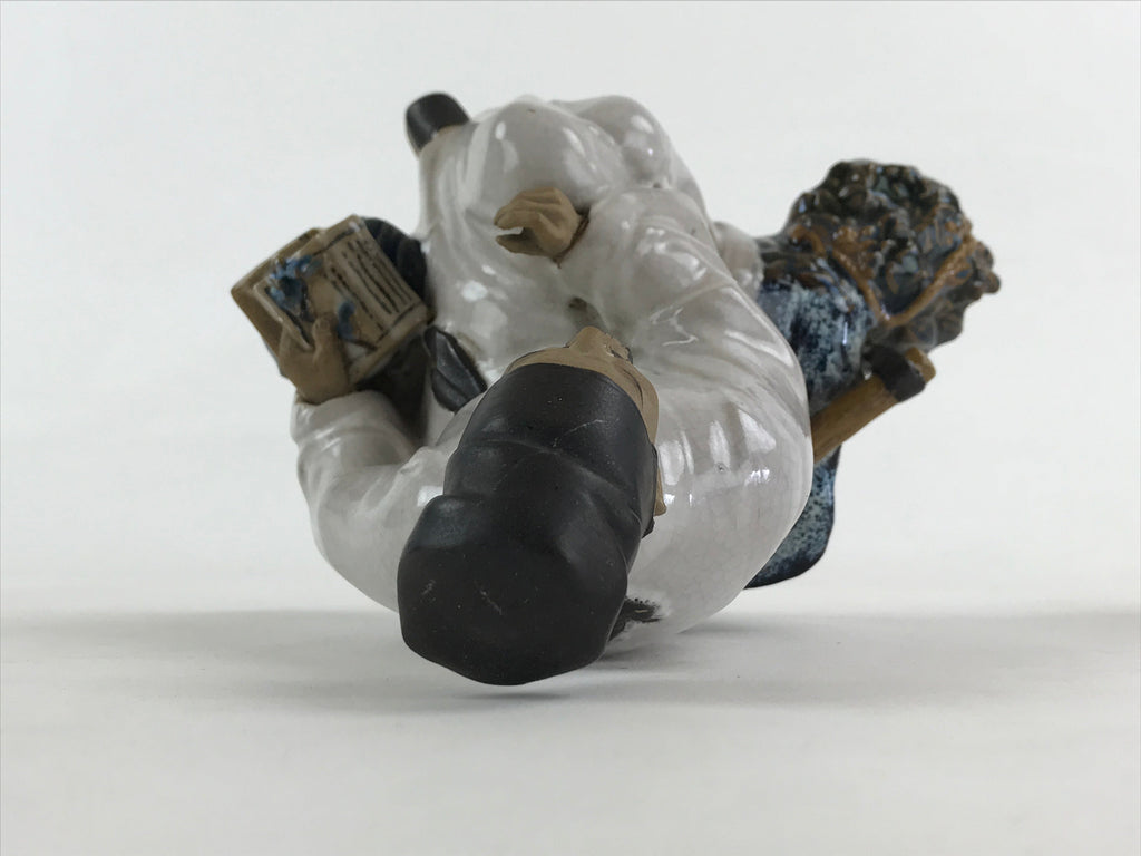 Chinese Porcelain Seated Scholar Mudman 1950's Figurine Statue Book Robe BD919