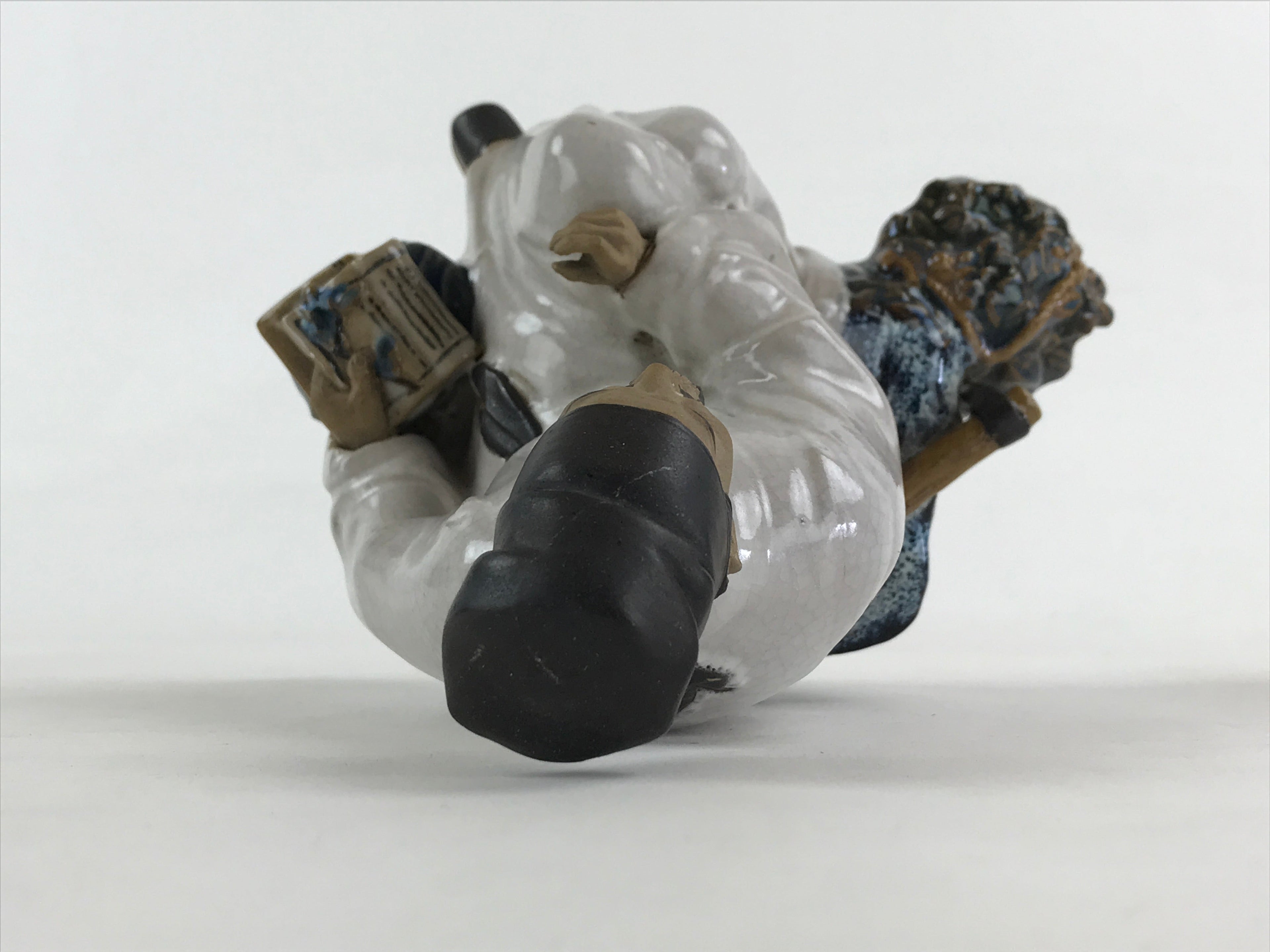 Chinese Porcelain Seated Scholar Mudman 1950's Figurine Statue Book Robe BD919