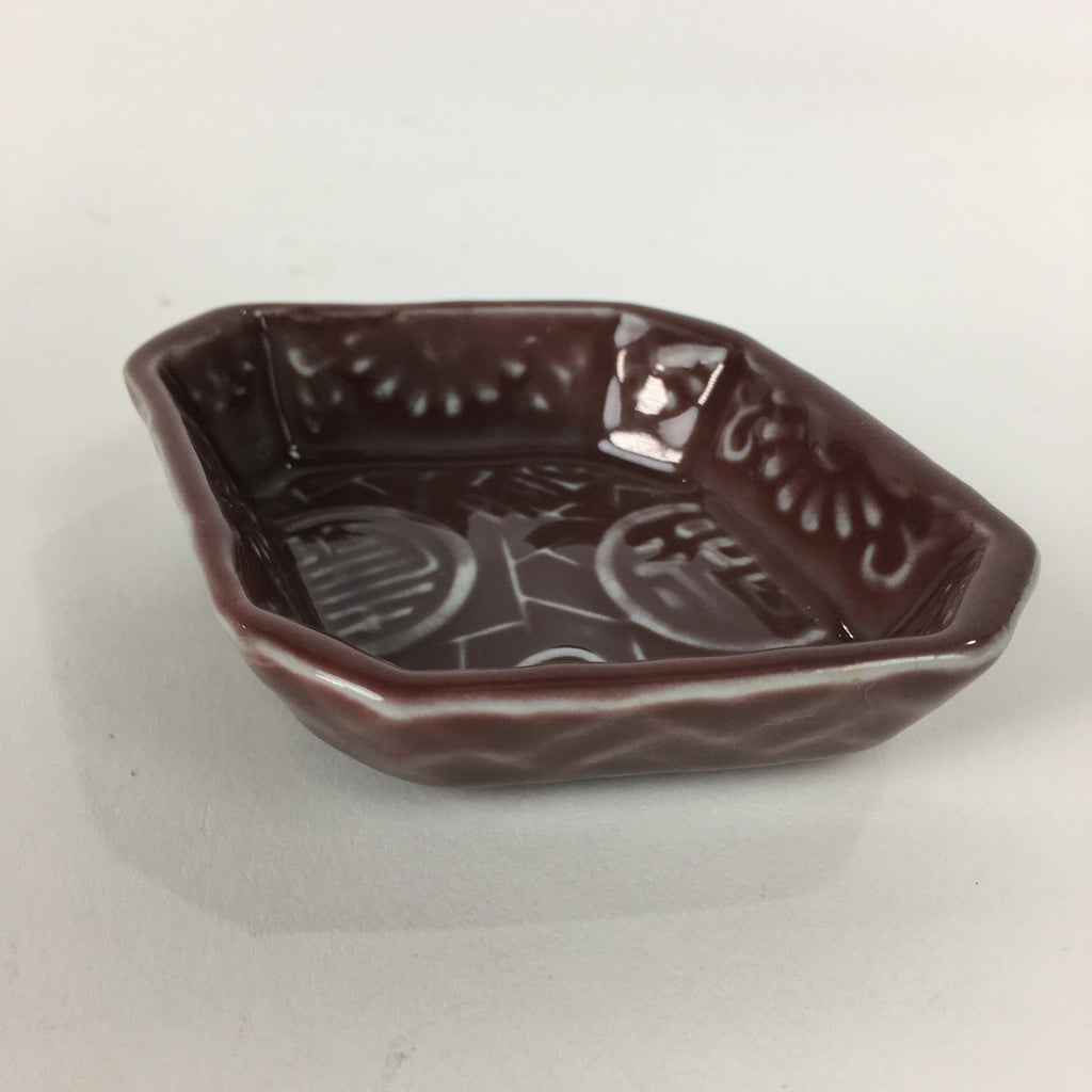 Chinese Porcelain Soy Sauce Dipping Dish Vtg Small Brown Ceramic Shoyuzara PP848