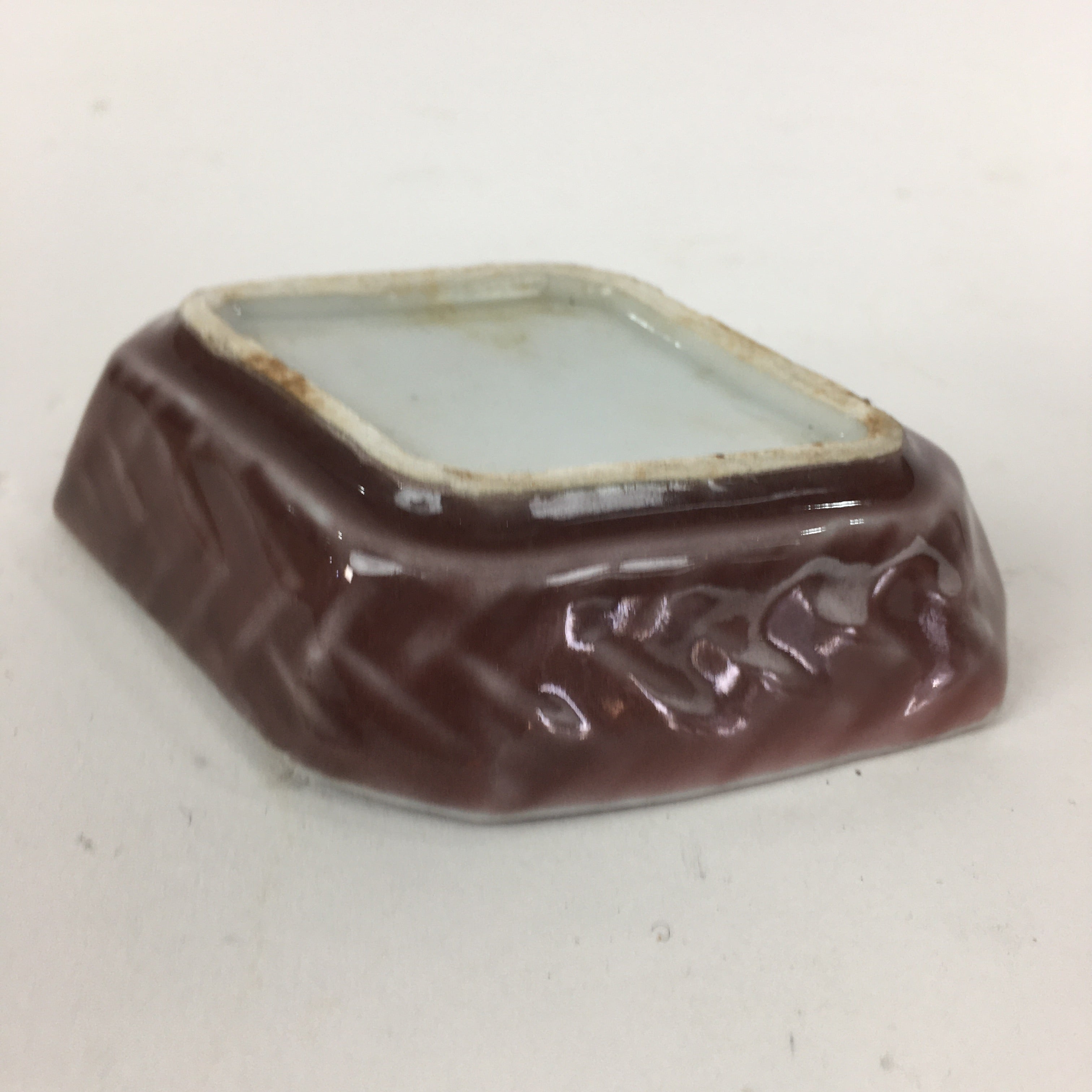 Chinese Porcelain Soy Sauce Dipping Dish Vtg Small Brown Ceramic Shoyuzara PP849