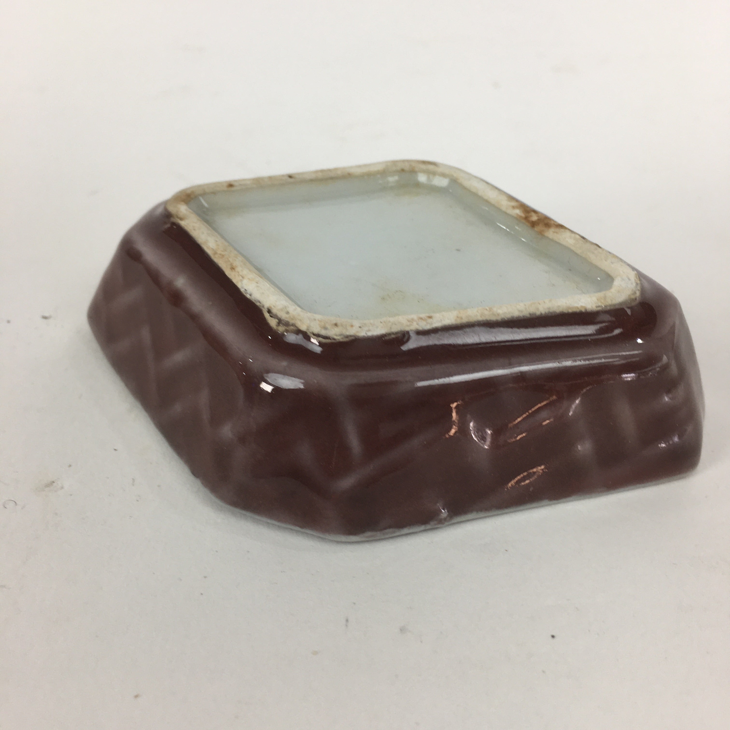 Chinese Porcelain Soy Sauce Dipping Dish Vtg Small Brown Ceramic Shoyuzara PP849