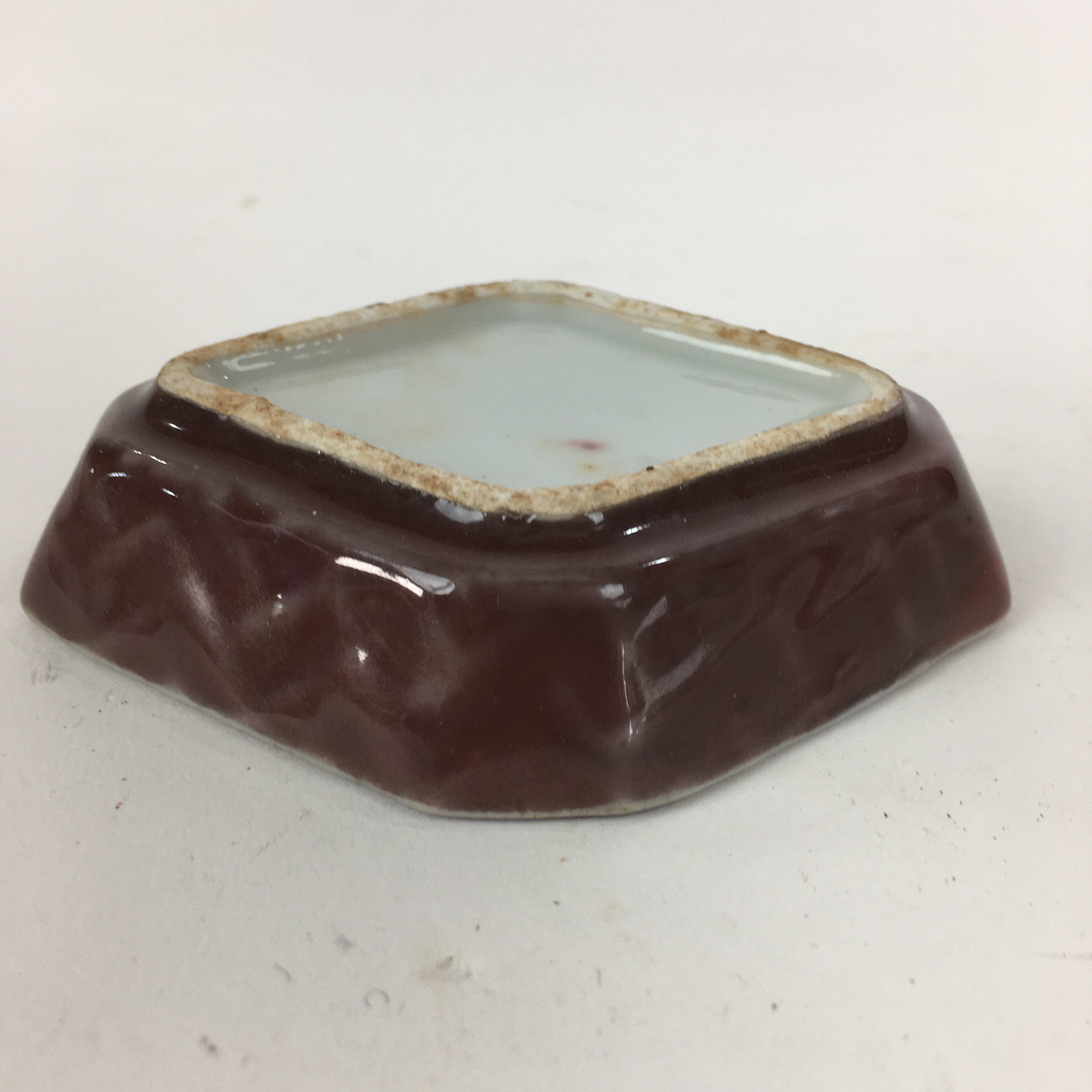 Chinese Porcelain Soy Sauce Dipping Dish Vtg Small Brown Ceramic Shoyuzara PP850