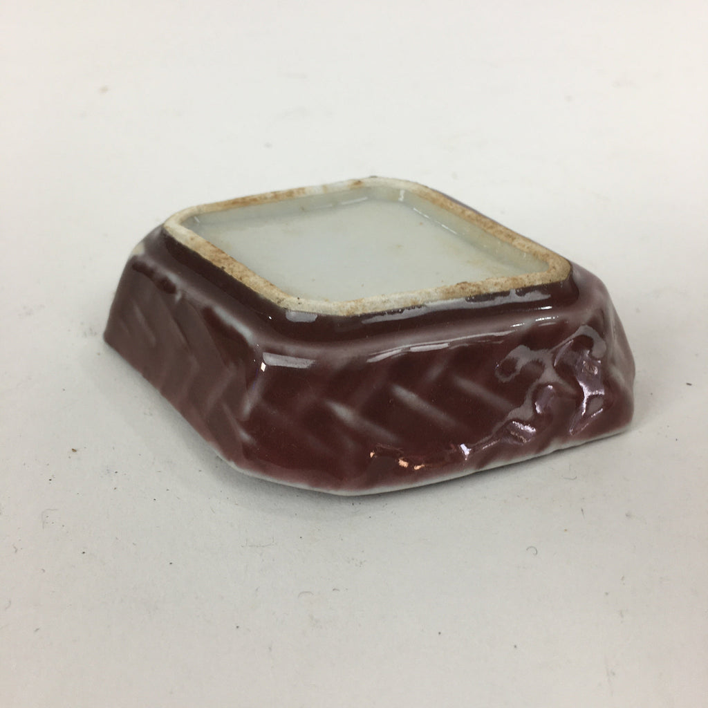 Chinese Porcelain Soy Sauce Dipping Dish Vtg Small Brown Ceramic Shoyuzara PP853