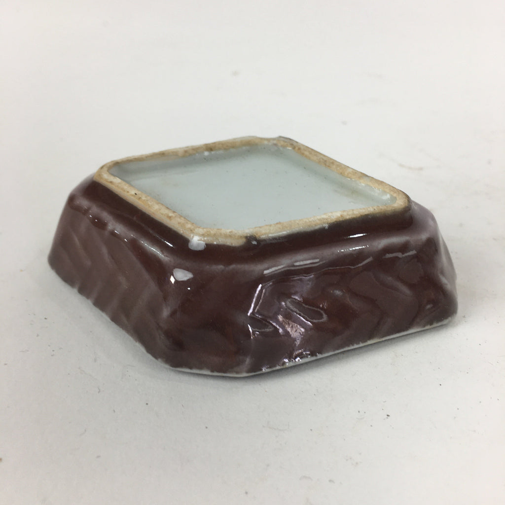 Chinese Porcelain Soy Sauce Dipping Dish Vtg Small Brown Ceramic Shoyuzara PP854