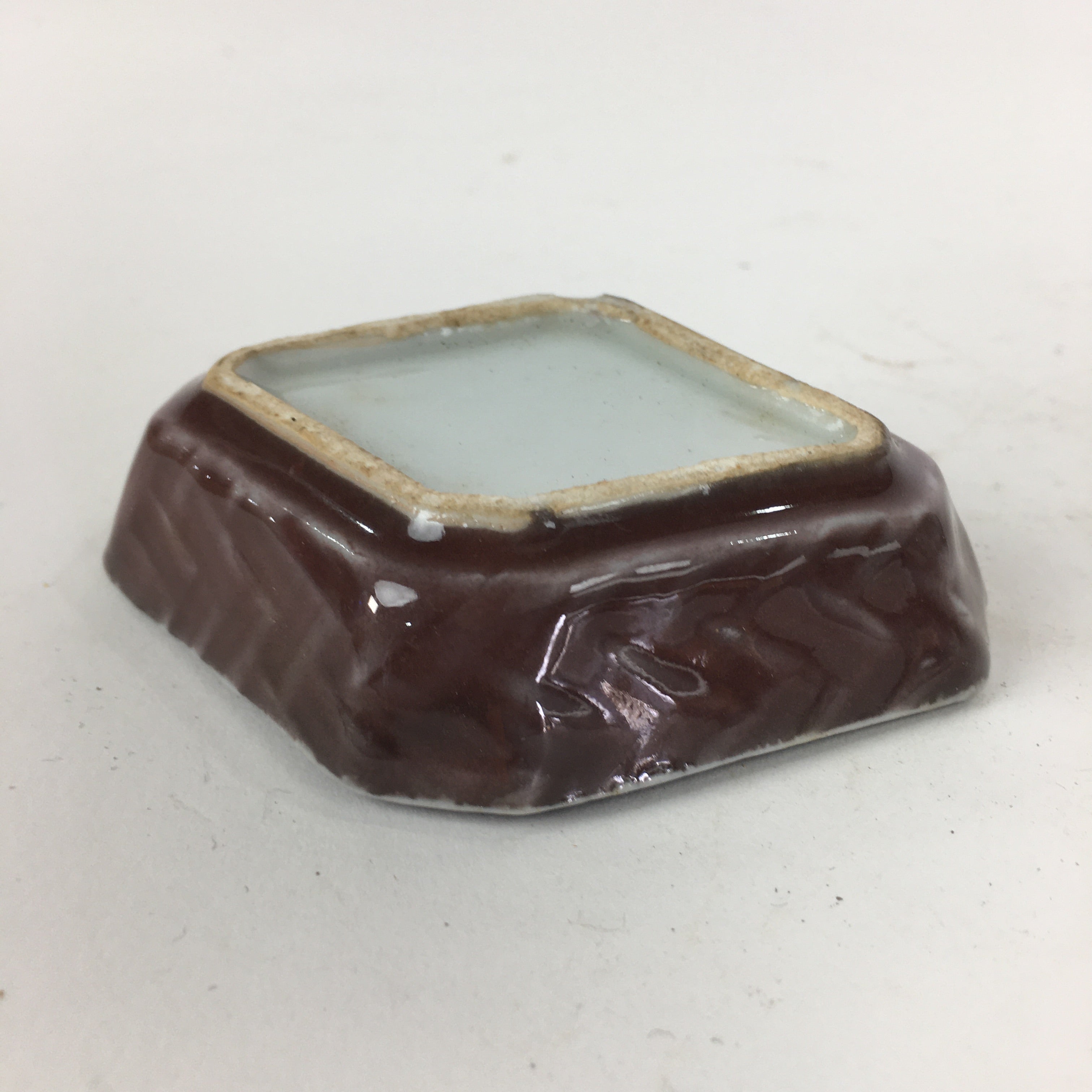 Chinese Porcelain Soy Sauce Dipping Dish Vtg Small Brown Ceramic Shoyuzara PP854
