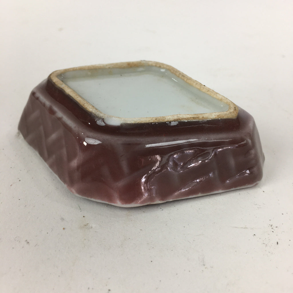Chinese Porcelain Soy Sauce Dipping Dish Vtg Small Brown Ceramic Shoyuzara PP854