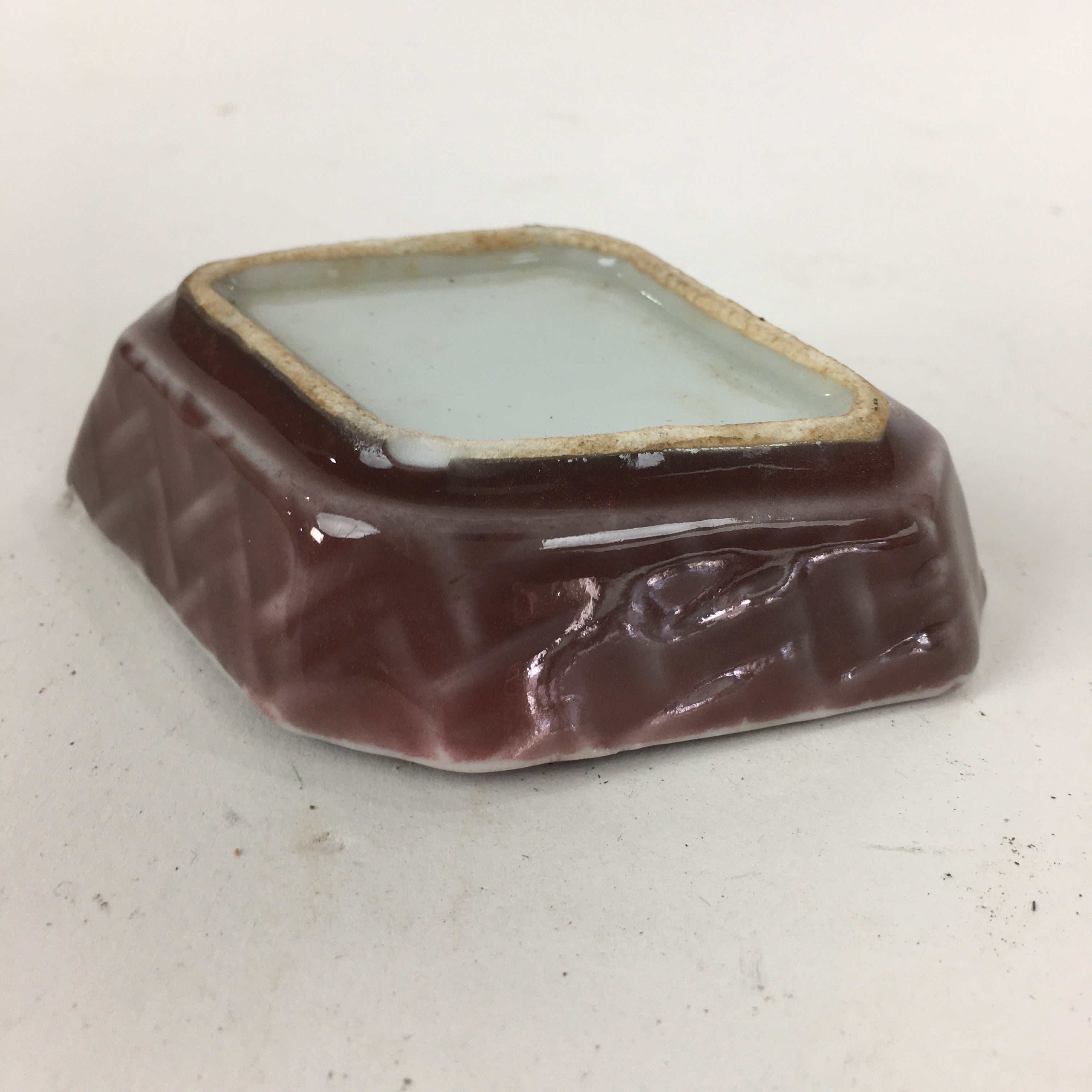 Chinese Porcelain Soy Sauce Dipping Dish Vtg Small Brown Ceramic Shoyuzara PP854