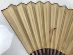 Chinese Silk Paper Folding Fan Botan Peony Sensu Bamboo Frame Green Brown 4D984