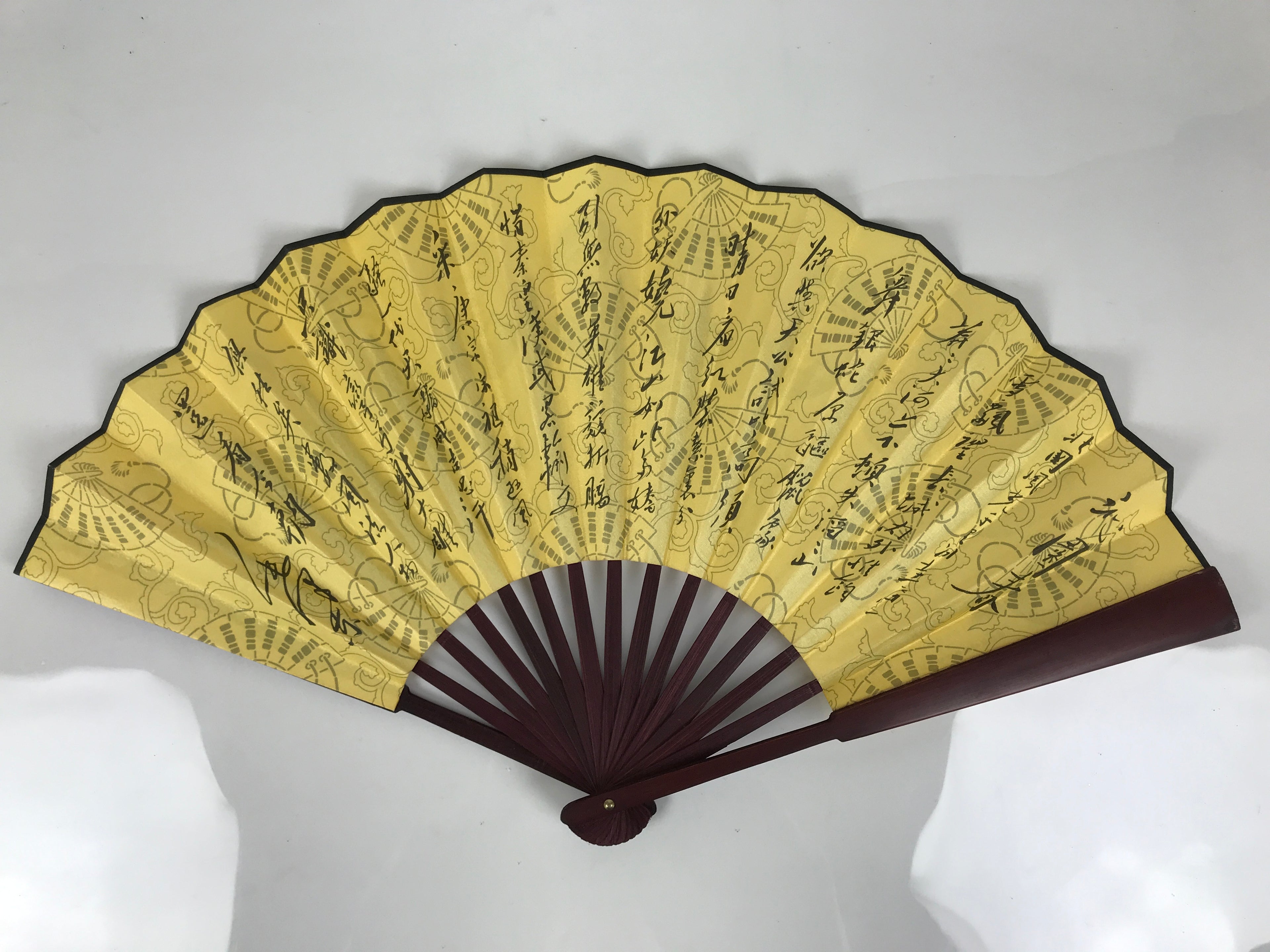 Chinese Silk Paper Folding Fan Vtg 10 Marshals PRC Portrait Bamboo Frame 4D985