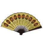 Chinese Silk Paper Folding Fan Vtg 10 Marshals PRC Portrait Bamboo Frame 4D985