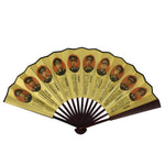 Chinese Silk Paper Folding Fan Vtg 10 Marshals PRC Portrait Bamboo Frame 4D985
