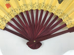 Chinese Silk Paper Folding Fan Vtg Calligraphy Idioms Bamboo Frame Yellow 4D986