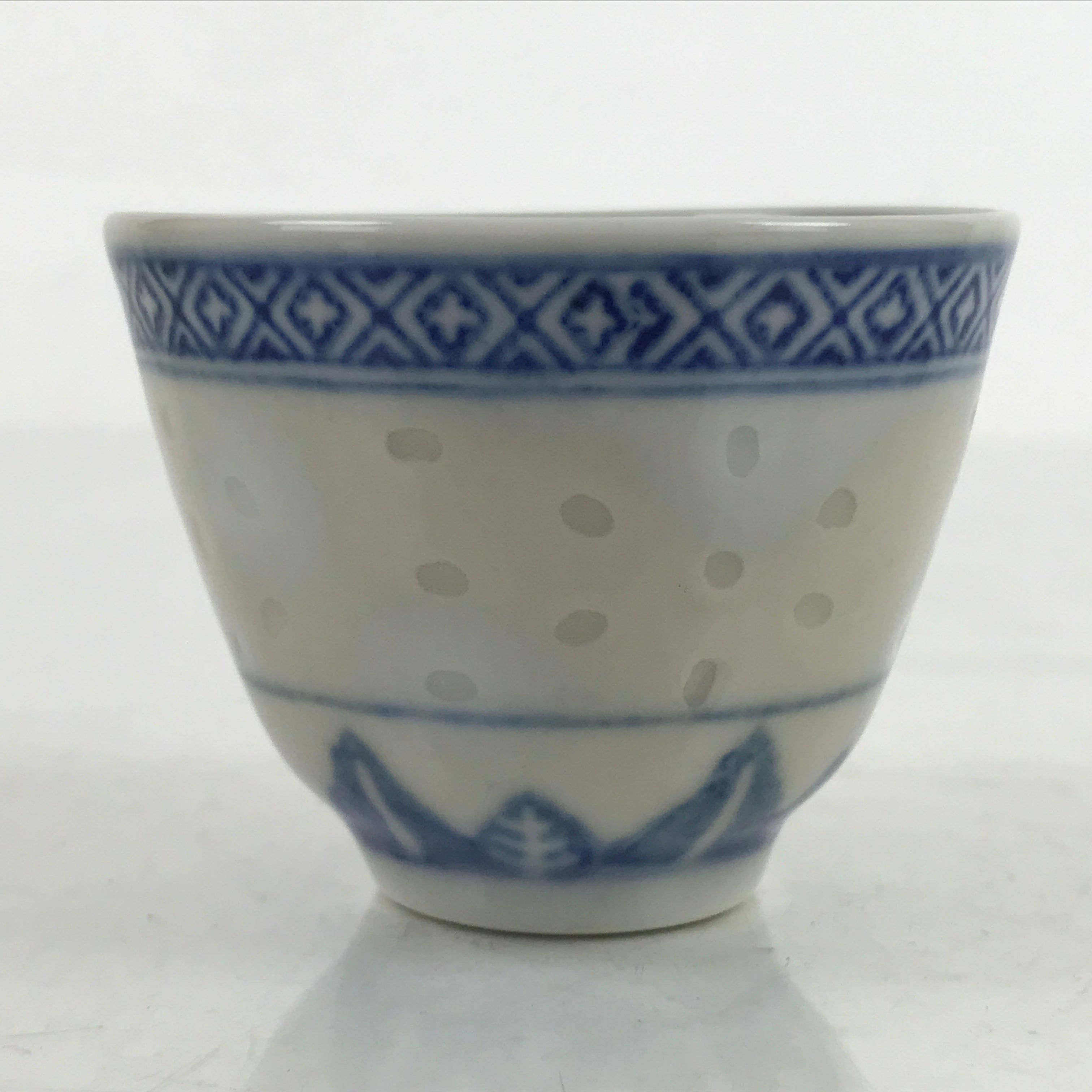 Chinese Translucent Porcelain Sake Cup Vtg Dragon Guinomi White Blue G264